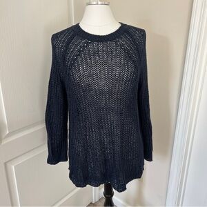 J. Crew Dark Blue Open-Knit Sweater Cover Up 100% Linen